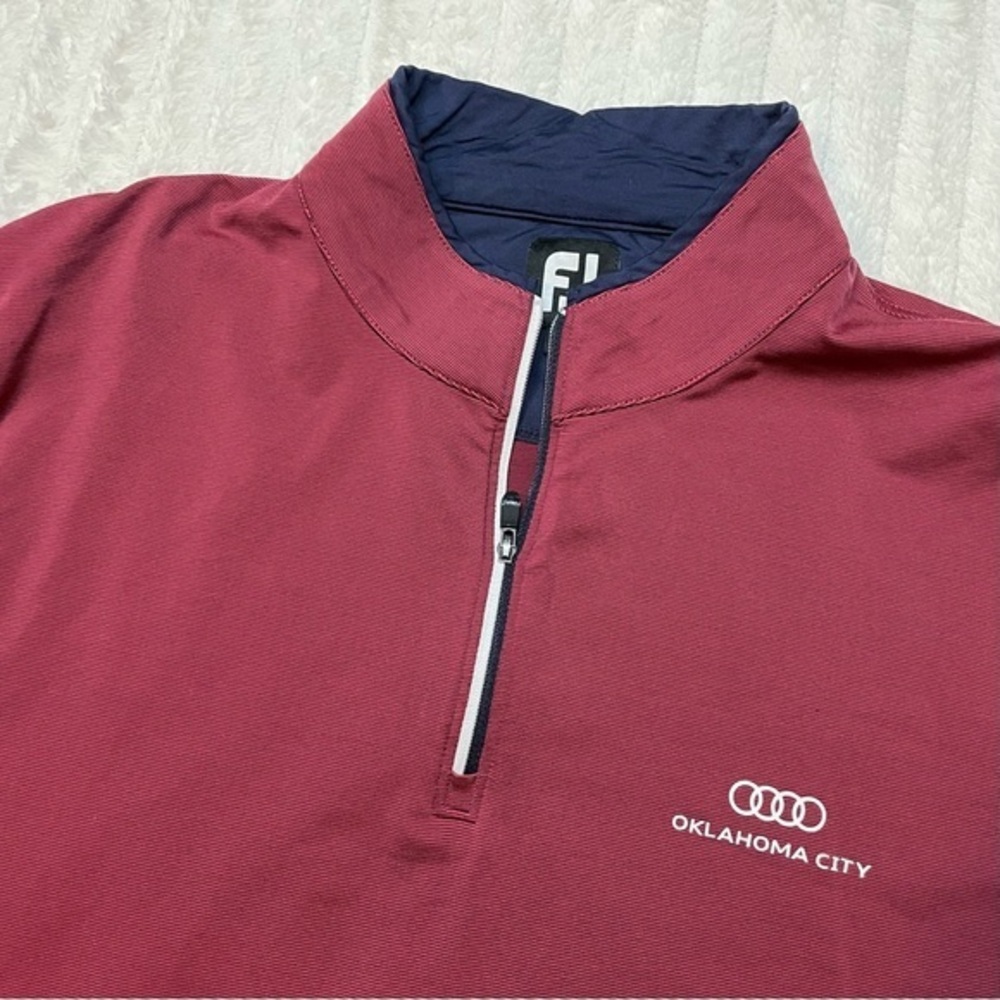 FootJoy FJ Long Sleeve Quarter Zip‎ Pullover Burgundy Red Navy Size Large - Picture 6 of 8
